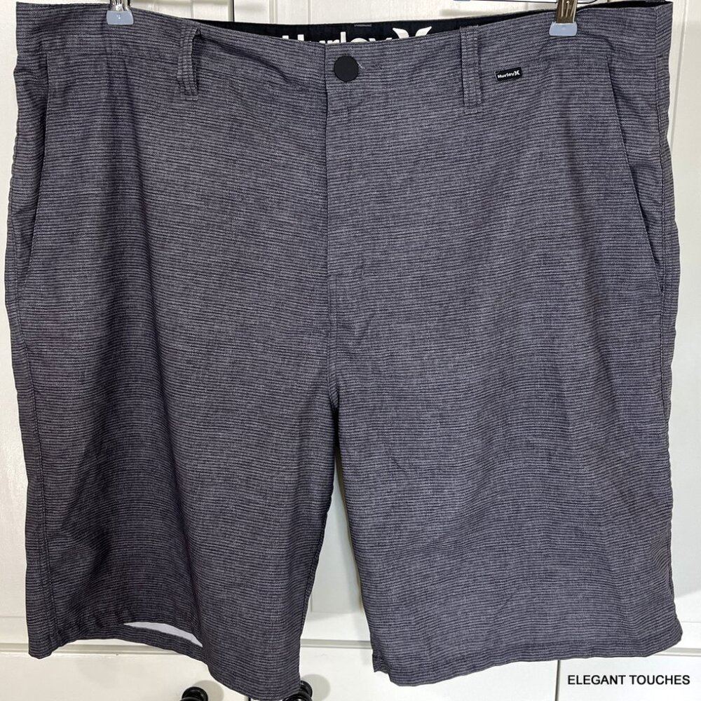 Hurley Shorts Mens 38 Black Stretch Chino Walkshort Zip Fly Casual Golf Hybrid